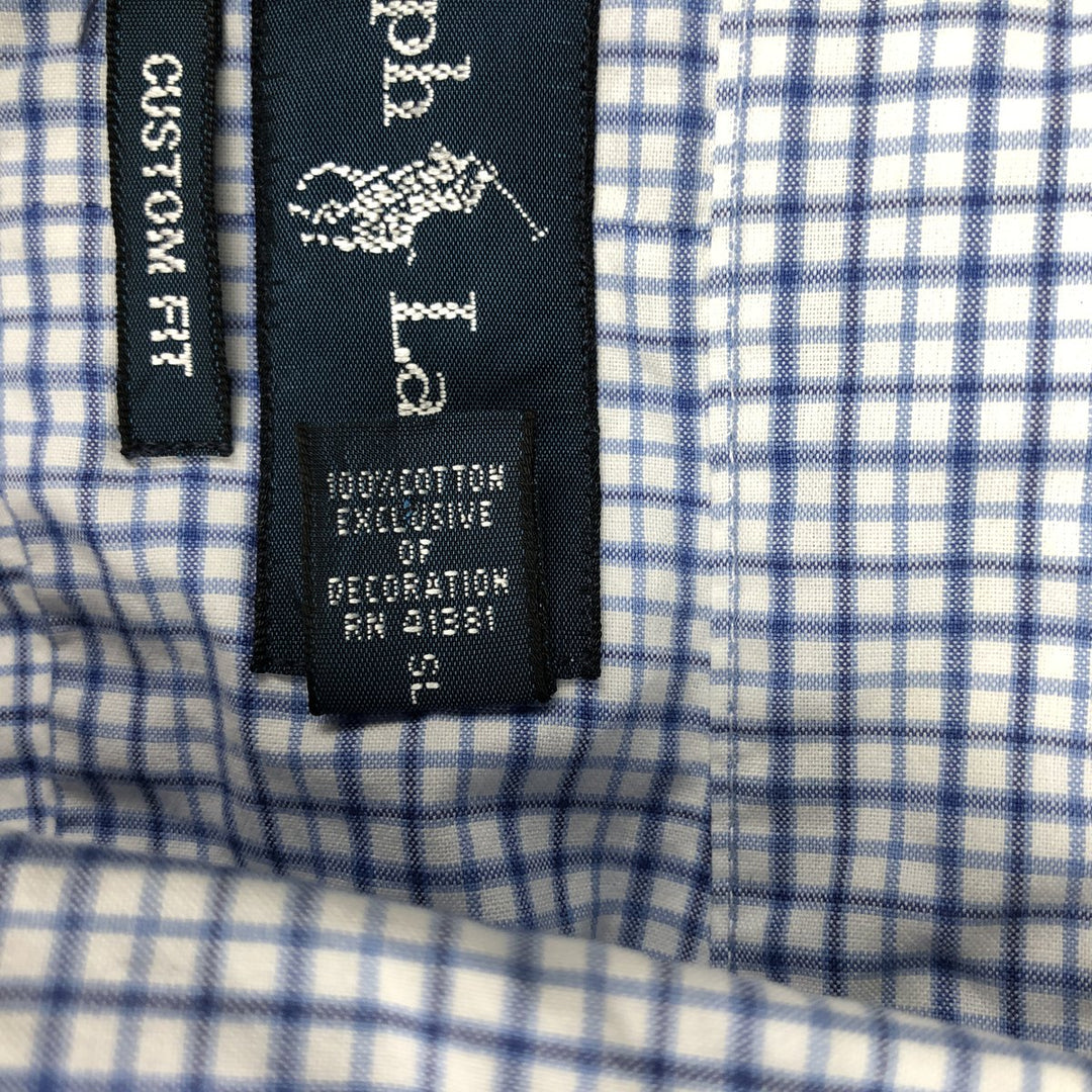 Ralph Lauren CUSTOM FIT long sleeve button down check shirt men's XL size cotton white type Vintage Second Hand
