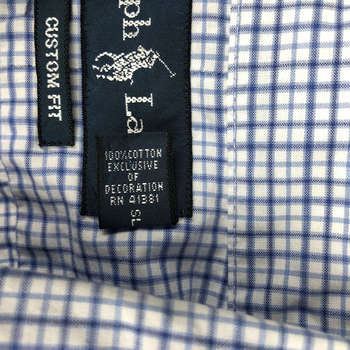 Ralph Lauren CUSTOM FIT long sleeve button down check shirt men's XL size cotton white type Vintage Second Hand