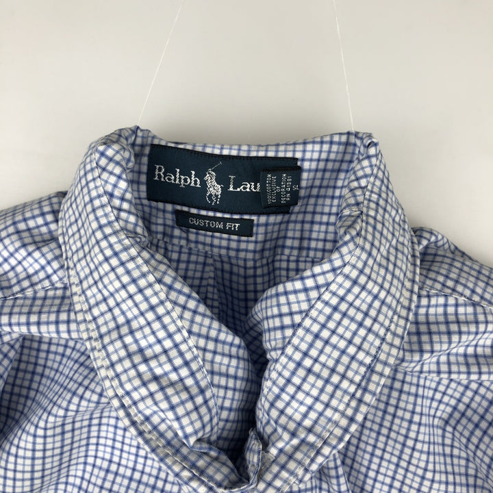 Ralph Lauren CUSTOM FIT long sleeve button down check shirt men's XL size cotton white type Vintage Second Hand