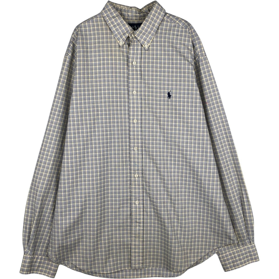 Ralph Lauren Classic Fit Long Sleeve Button Down Check Shirt Men's XL cotton white type Vintage Second Hand