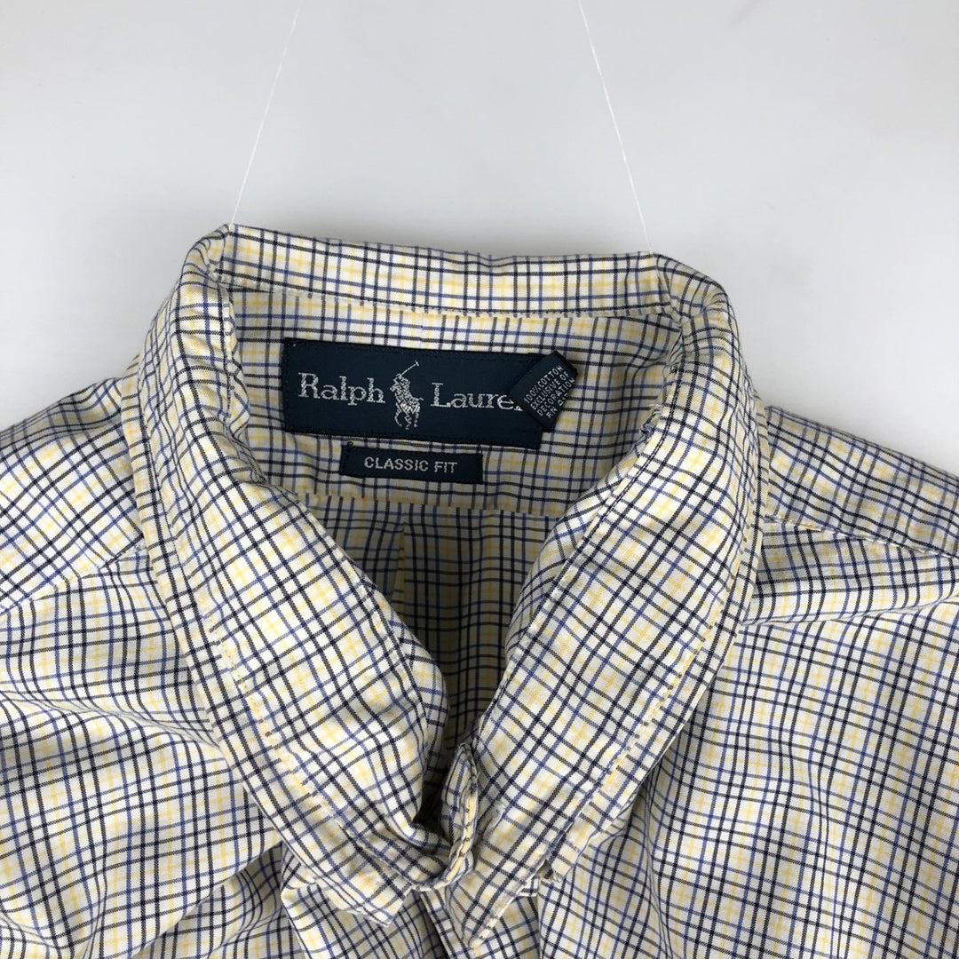 Ralph Lauren Classic Fit Long Sleeve Button Down Check Shirt Men's XL cotton white type Vintage Second Hand