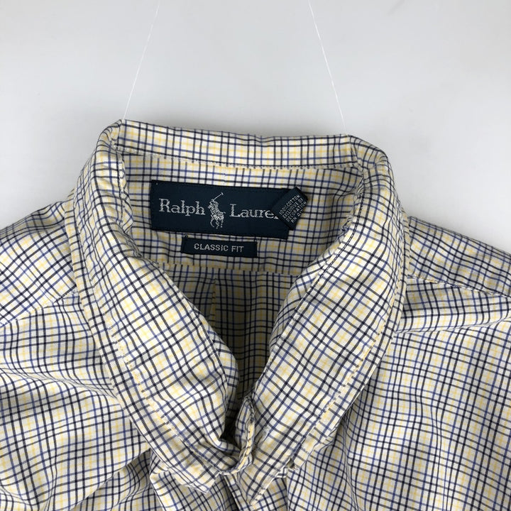 Ralph Lauren Classic Fit Long Sleeve Button Down Check Shirt Men's XL cotton white type Vintage Second Hand