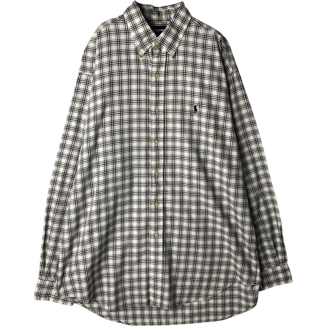 Ralph Lauren RALPH LAUREN GOLF BLAKE long-sleeved button-down check shirt, men's size L cotton white type Vintage Second Hand