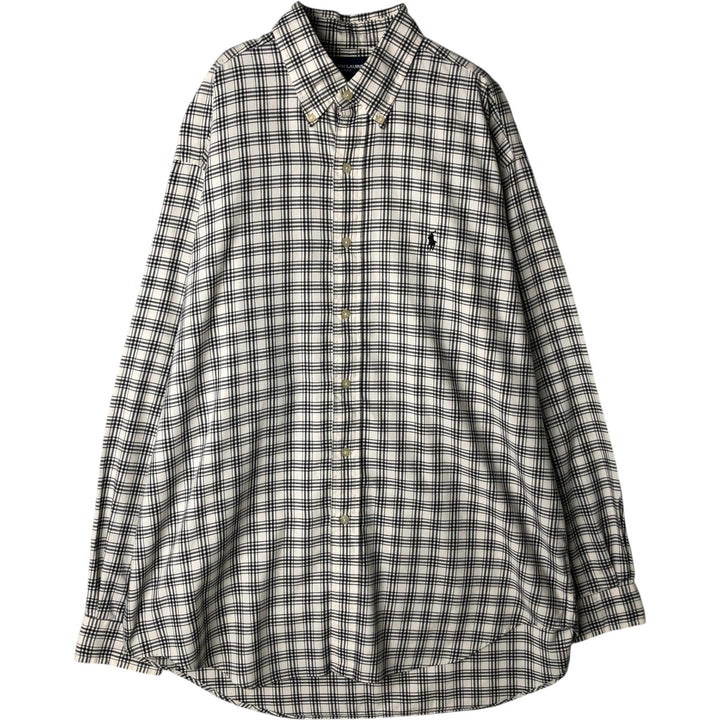 Ralph Lauren RALPH LAUREN GOLF BLAKE long-sleeved button-down check shirt, men's size L cotton white type Vintage Second Hand