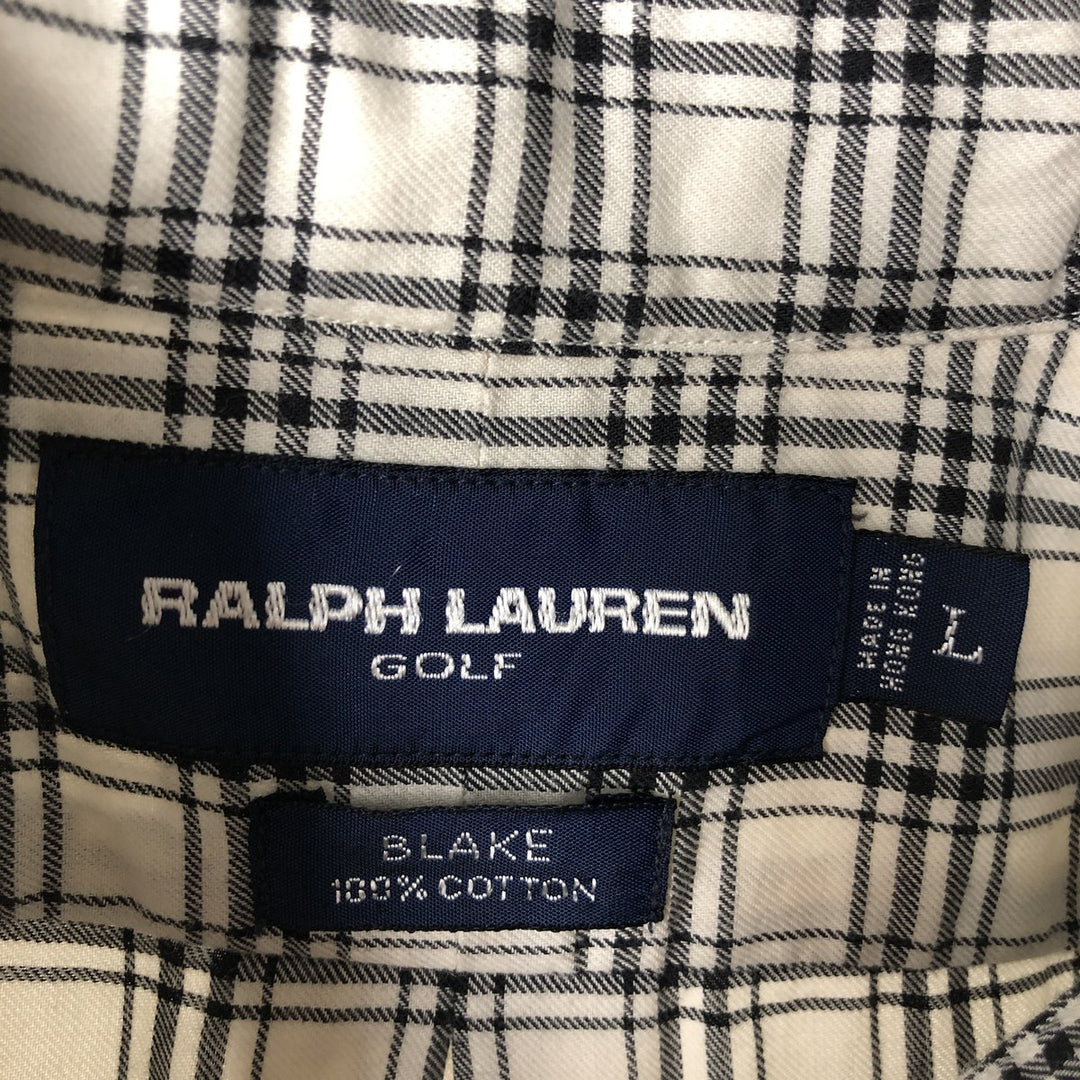 Ralph Lauren RALPH LAUREN GOLF BLAKE long-sleeved button-down check shirt, men's size L cotton white type Vintage Second Hand