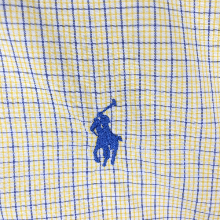 Ralph Lauren BLAKE long sleeve button down check shirt, men's size L cotton yellow type Vintage Second Hand