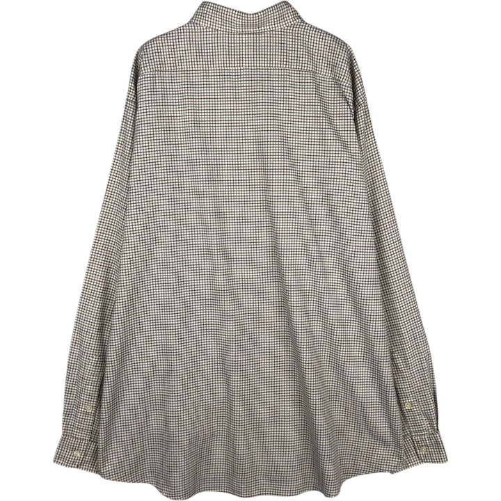 Ralph Lauren ELLINGTON Long-Sleeve Button-Down Check Shirt, Men's Size XL (approx.) cotton white type Vintage Second Hand