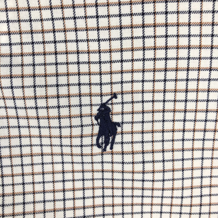 Ralph Lauren ELLINGTON Long-Sleeve Button-Down Check Shirt, Men's Size XL (approx.) cotton white type Vintage Second Hand
