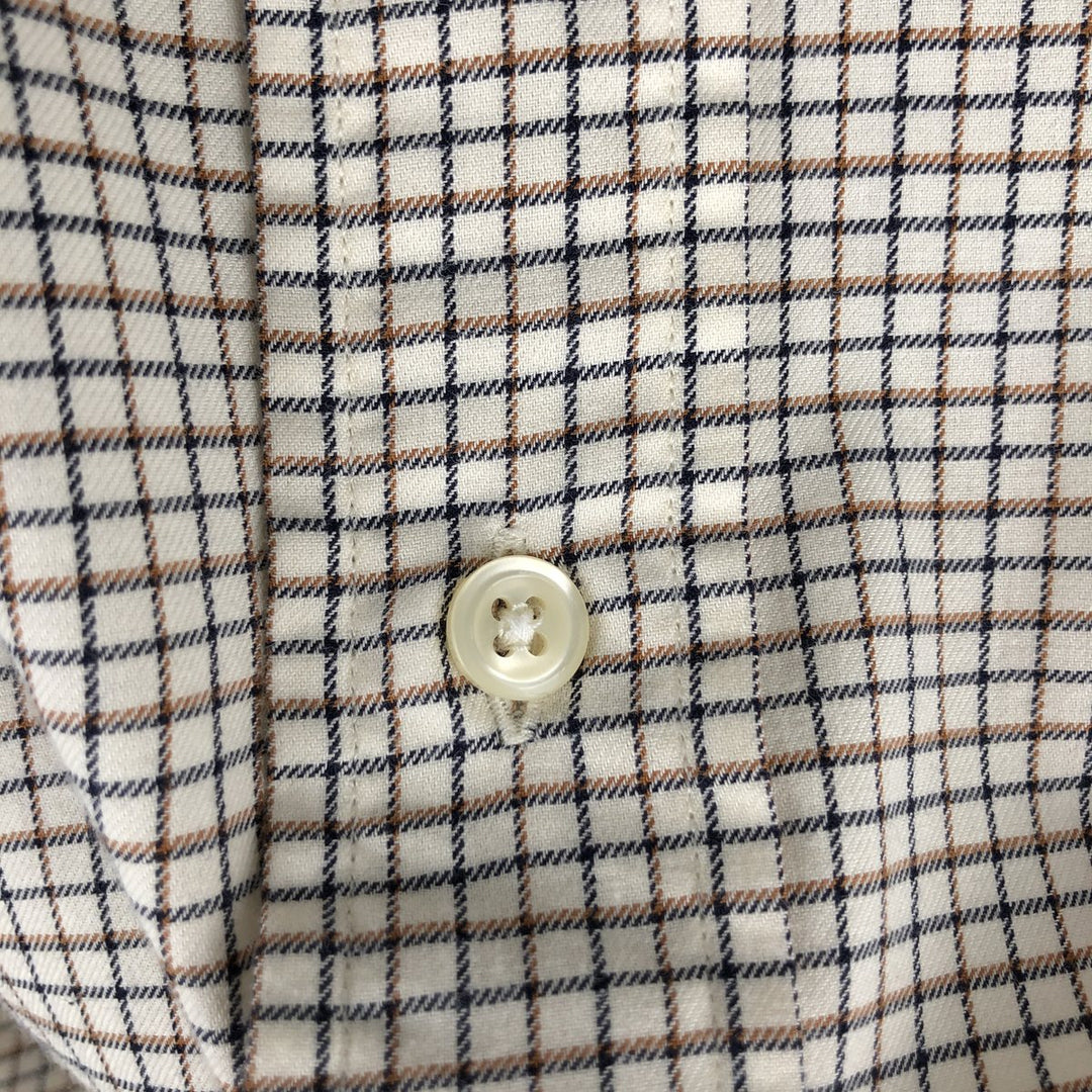 Ralph Lauren ELLINGTON Long-Sleeve Button-Down Check Shirt, Men's Size XL (approx.) cotton white type Vintage Second Hand