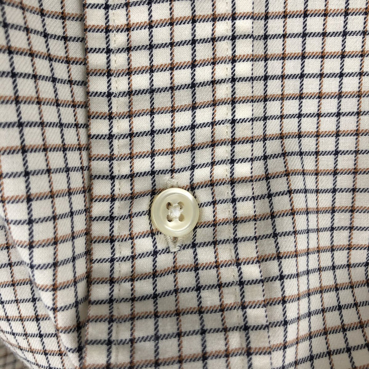 Ralph Lauren ELLINGTON Long-Sleeve Button-Down Check Shirt, Men's Size XL (approx.) cotton white type Vintage Second Hand