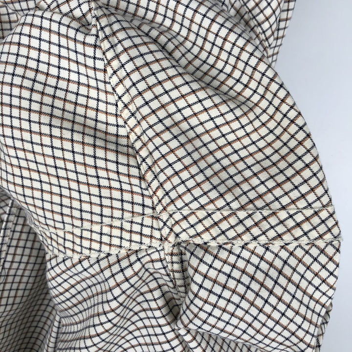 Ralph Lauren ELLINGTON Long-Sleeve Button-Down Check Shirt, Men's Size XL (approx.) cotton white type Vintage Second Hand