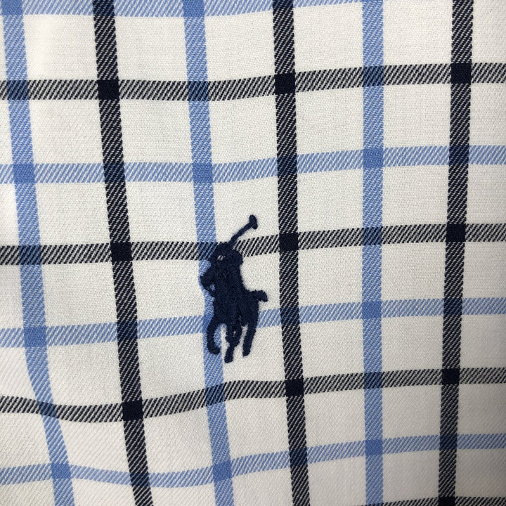 Ralph Lauren CUSTOM FIT long sleeve button down check shirt, men's size L cotton white type Vintage Second Hand