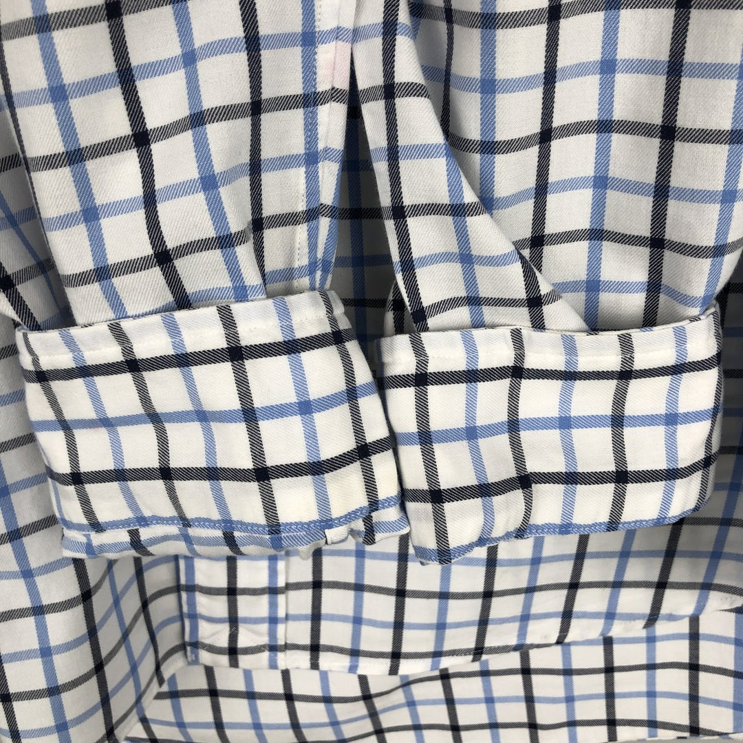 Ralph Lauren CUSTOM FIT long sleeve button down check shirt, men's size L cotton white type Vintage Second Hand