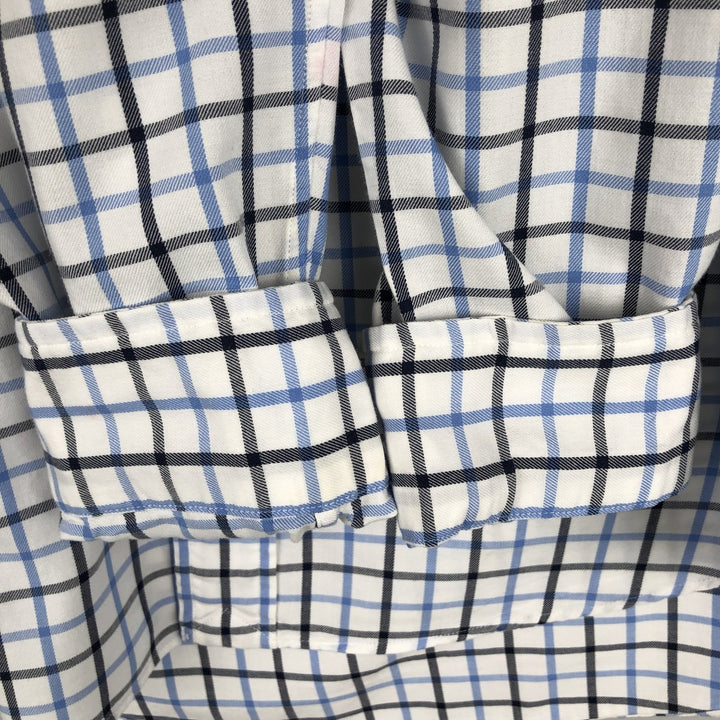 Ralph Lauren CUSTOM FIT long sleeve button down check shirt, men's size L cotton white type Vintage Second Hand