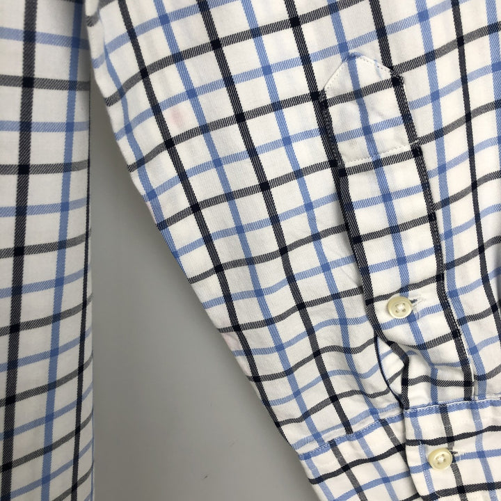 Ralph Lauren CUSTOM FIT long sleeve button down check shirt, men's size L cotton white type Vintage Second Hand