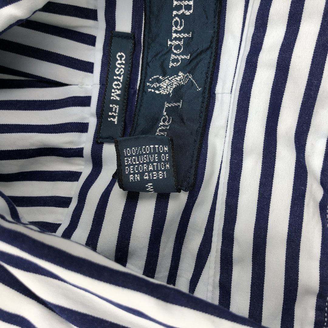 Ralph Lauren CUSTOM FIT long sleeve button down striped shirt men's XL size cotton white type Vintage Second Hand