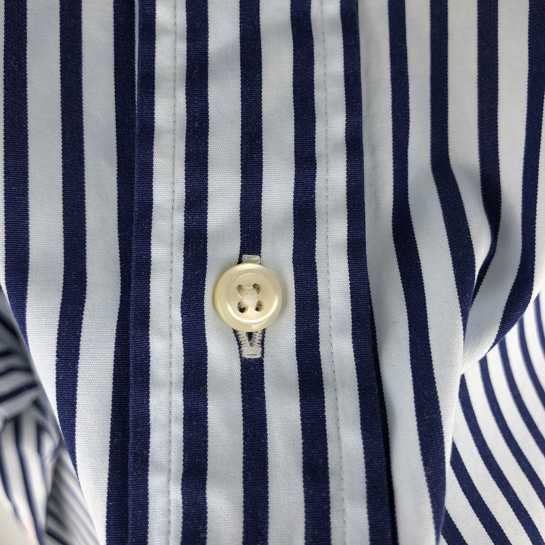 Ralph Lauren CUSTOM FIT long sleeve button down striped shirt men's XL size cotton white type Vintage Second Hand