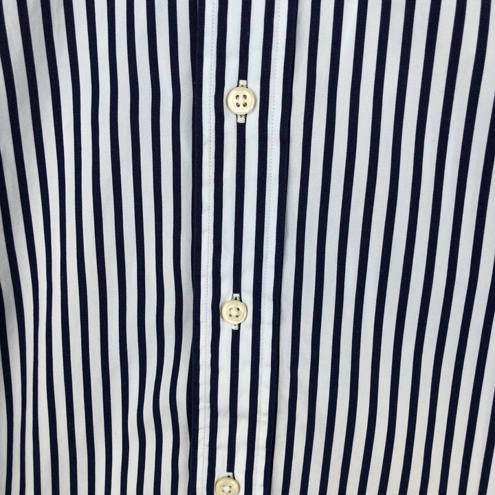 Ralph Lauren CUSTOM FIT long sleeve button down striped shirt men's XL size cotton white type Vintage Second Hand