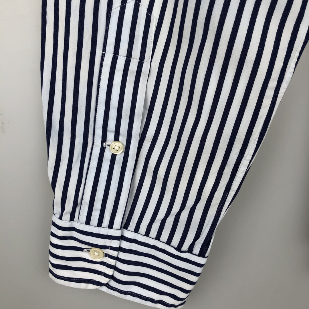 Ralph Lauren CUSTOM FIT long sleeve button down striped shirt men's XL size cotton white type Vintage Second Hand