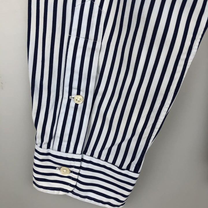 Ralph Lauren CUSTOM FIT long sleeve button down striped shirt men's XL size cotton white type Vintage Second Hand