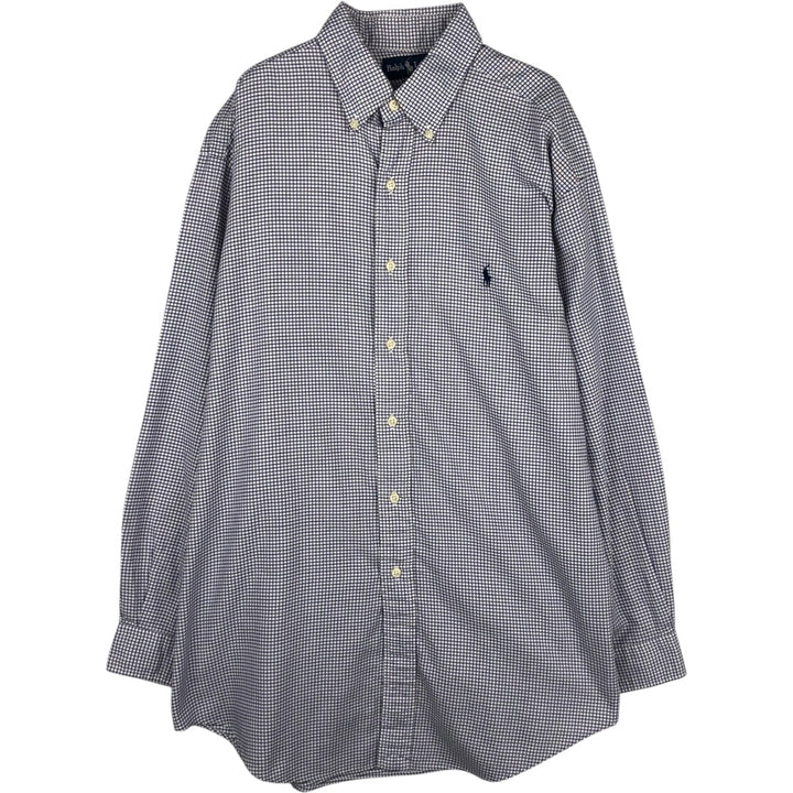 Ralph Lauren YARMOUTH Gingham Check Long Sleeve Button-Down Check Shirt Men's Size L cotton white type Vintage Second Hand