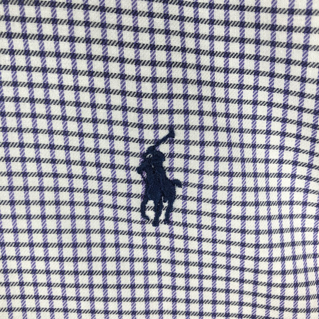 Ralph Lauren YARMOUTH Gingham Check Long Sleeve Button-Down Check Shirt Men's Size L cotton white type Vintage Second Hand