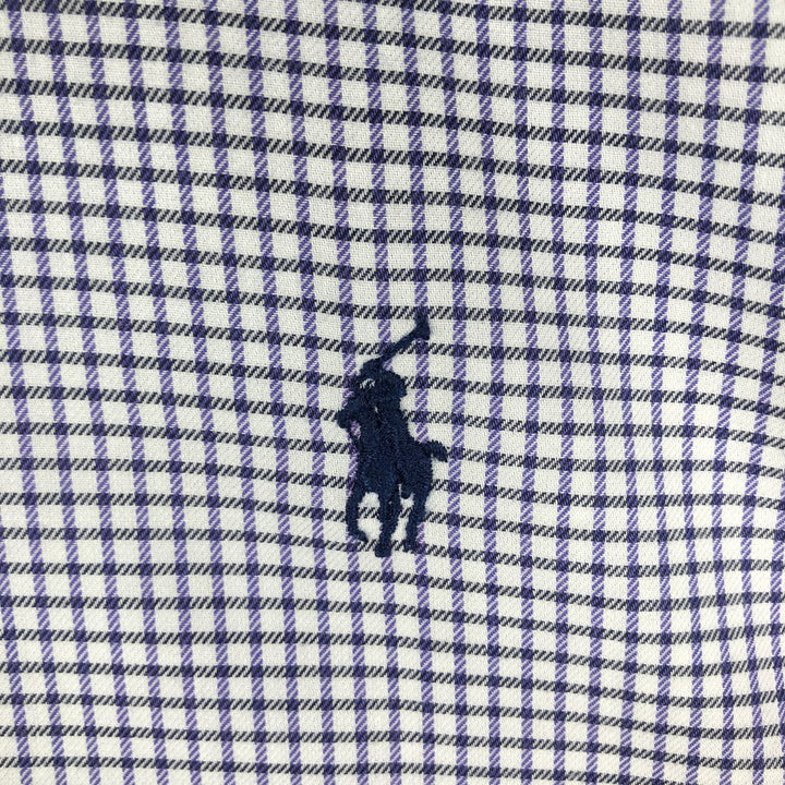 Ralph Lauren YARMOUTH Gingham Check Long Sleeve Button-Down Check Shirt Men's Size L cotton white type Vintage Second Hand