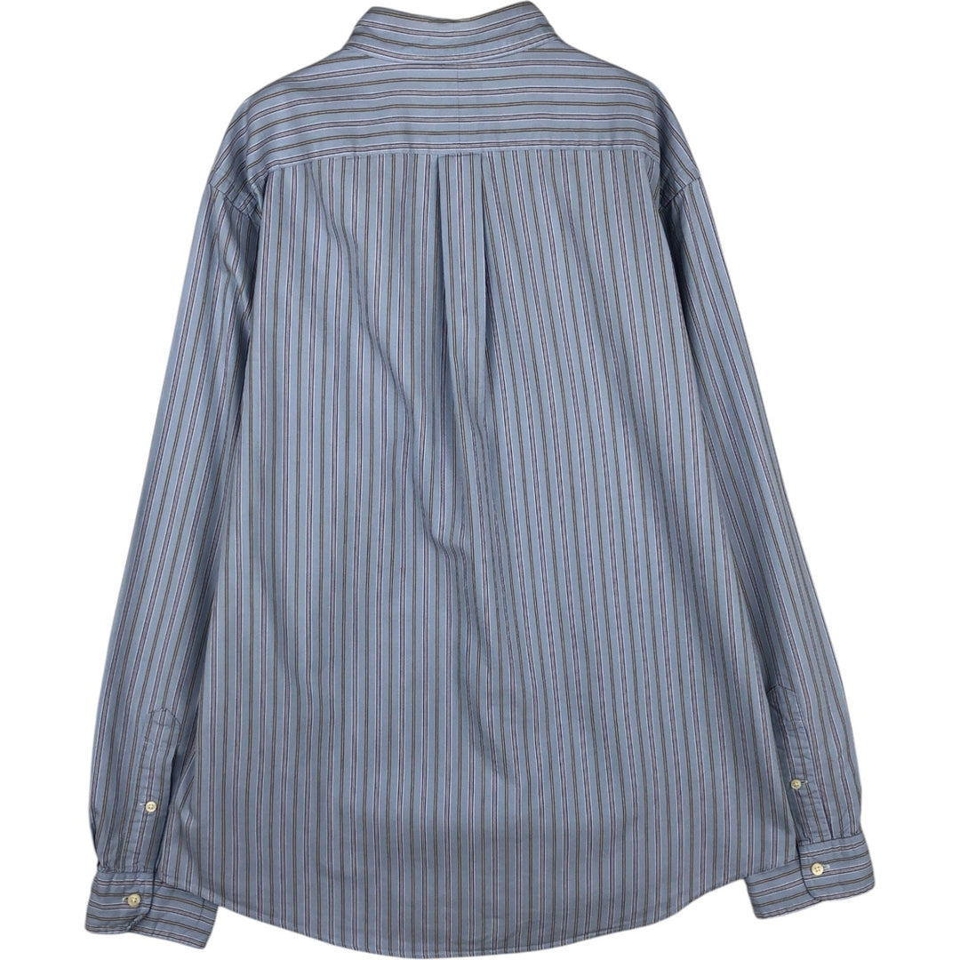 Ralph Lauren CUSTOM FIT long sleeve button down striped shirt men's XL size cotton Blue type light blue Vintage Second Hand