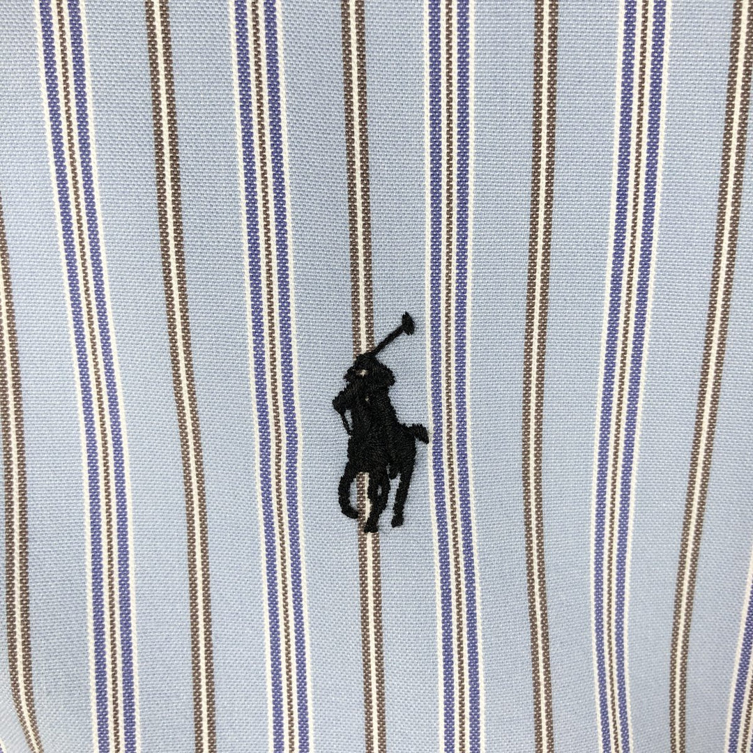 Ralph Lauren CUSTOM FIT long sleeve button down striped shirt men's XL size cotton Blue type light blue Vintage Second Hand
