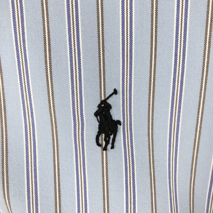 Ralph Lauren CUSTOM FIT long sleeve button down striped shirt men's XL size cotton Blue type light blue Vintage Second Hand