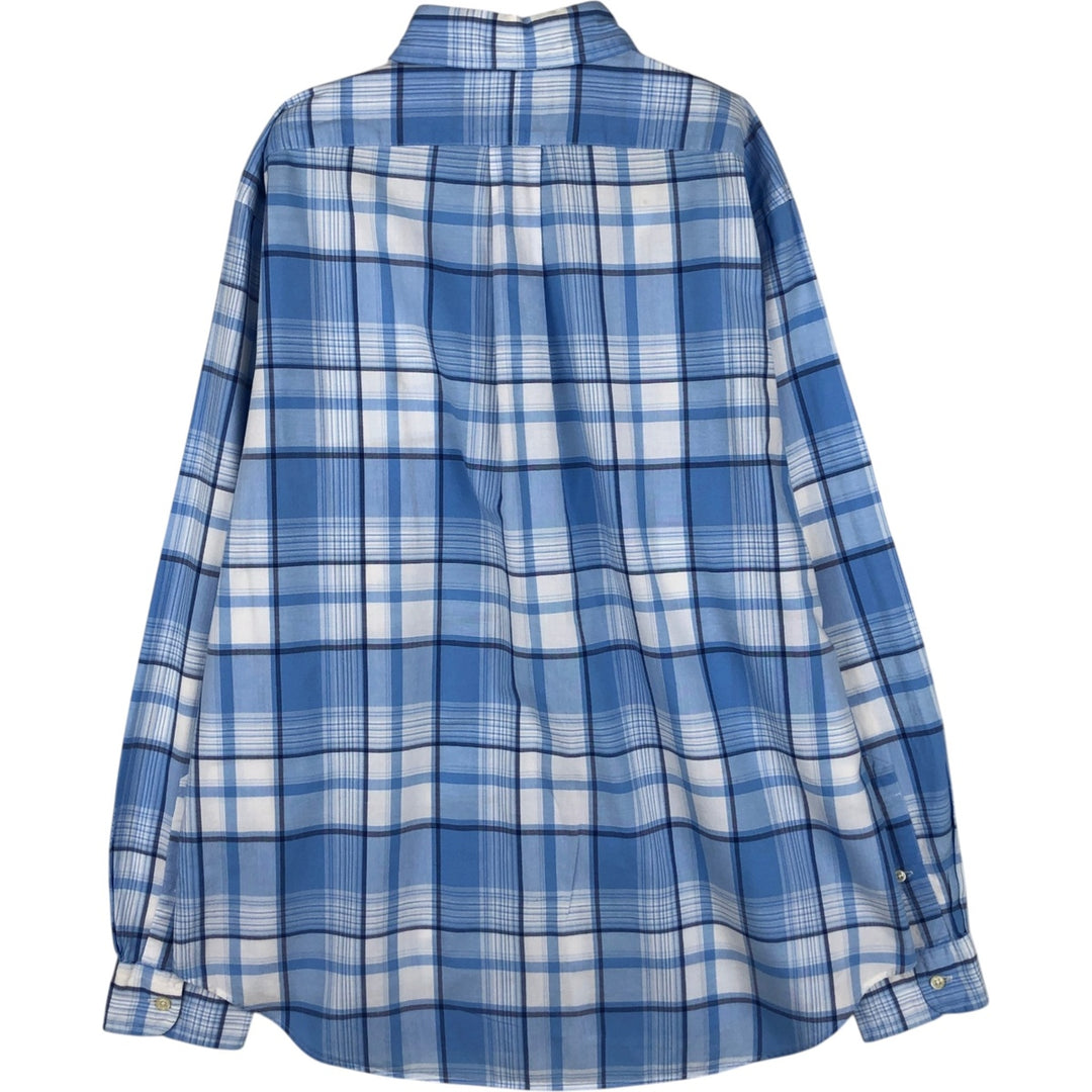 Ralph Lauren Classic Fit Long Sleeve Button Down Check Shirt, Men's Size L cotton Blue type light blue Vintage Second Hand