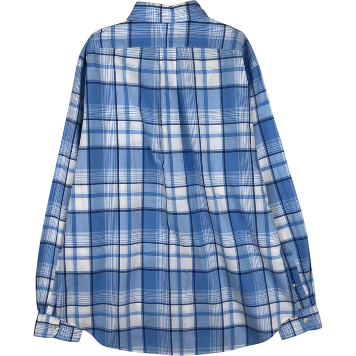 Ralph Lauren Classic Fit Long Sleeve Button Down Check Shirt, Men's Size L cotton Blue type light blue Vintage Second Hand