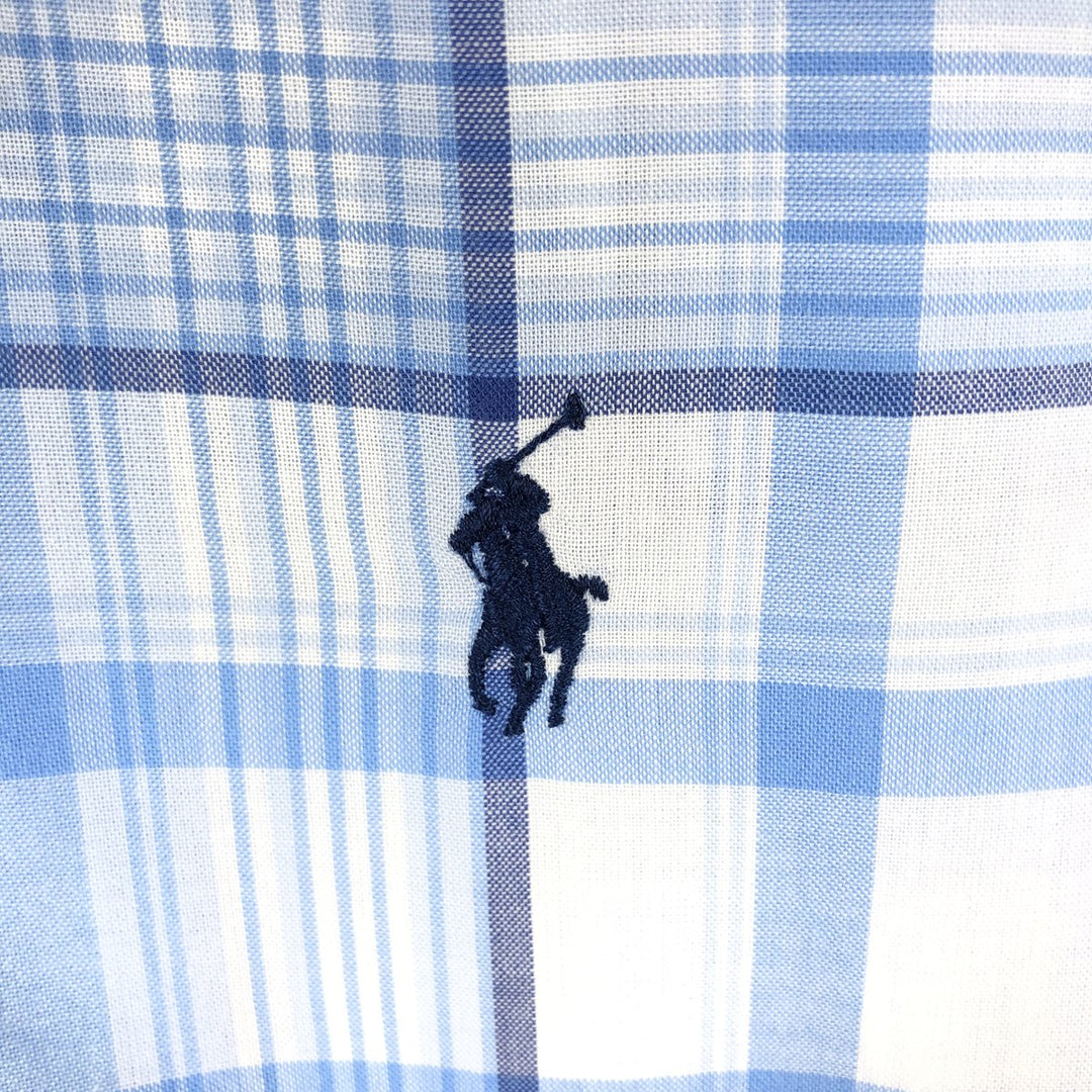 Ralph Lauren Classic Fit Long Sleeve Button Down Check Shirt, Men's Size L cotton Blue type light blue Vintage Second Hand