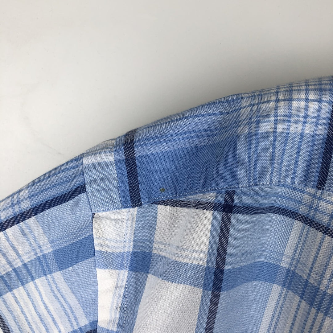 Ralph Lauren Classic Fit Long Sleeve Button Down Check Shirt, Men's Size L cotton Blue type light blue Vintage Second Hand