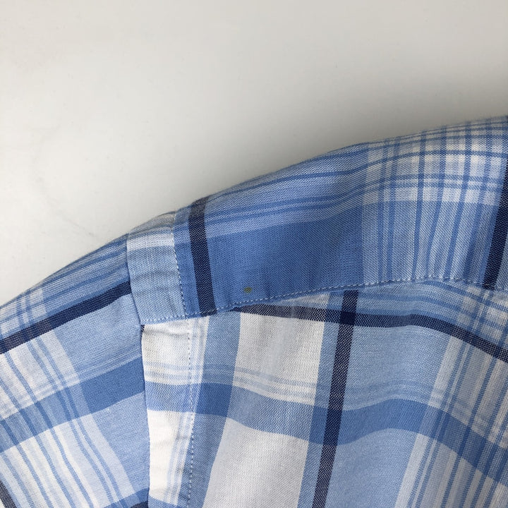 Ralph Lauren Classic Fit Long Sleeve Button Down Check Shirt, Men's Size L cotton Blue type light blue Vintage Second Hand