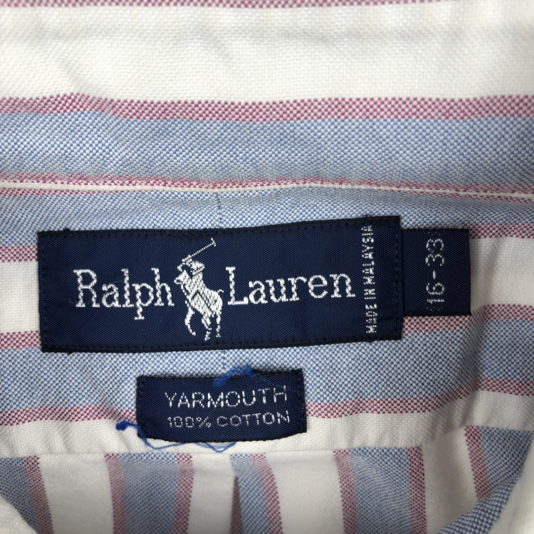 Ralph Lauren YARMOUTH Long Sleeve Button-Down Striped Shirt, Men's Size L cotton pale white type Vintage Second Hand