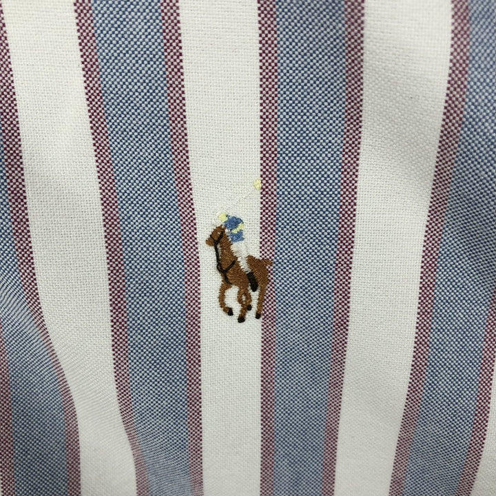 Ralph Lauren YARMOUTH Long Sleeve Button-Down Striped Shirt, Men's Size L cotton pale white type Vintage Second Hand
