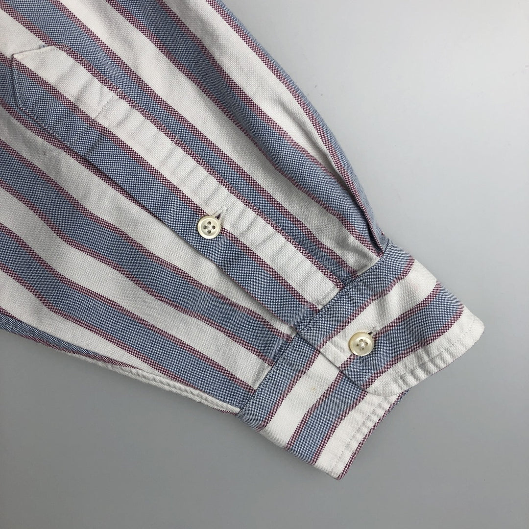 Ralph Lauren YARMOUTH Long Sleeve Button-Down Striped Shirt, Men's Size L cotton pale white type Vintage Second Hand