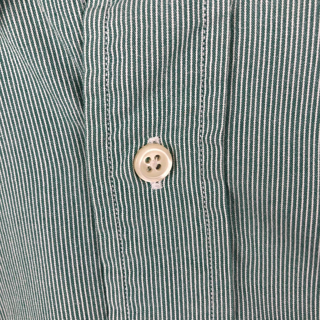 Ralph Lauren YARMOUTH Long Sleeve Button-Down Striped Shirt, Men's Size L cotton green type Vintage Second Hand
