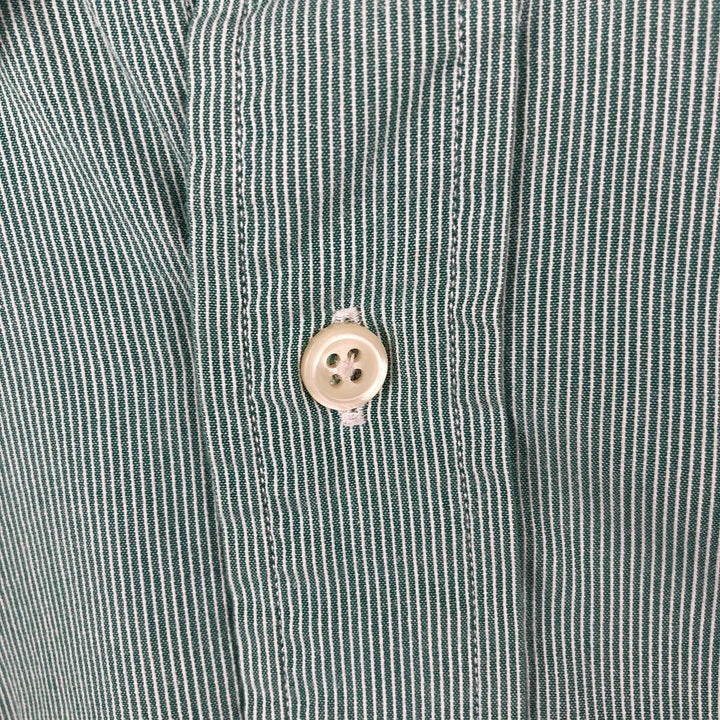 Ralph Lauren YARMOUTH Long Sleeve Button-Down Striped Shirt, Men's Size L cotton green type Vintage Second Hand