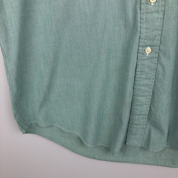 Ralph Lauren YARMOUTH Long Sleeve Button-Down Striped Shirt, Men's Size L cotton green type Vintage Second Hand
