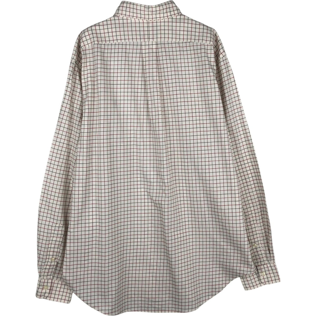 Ralph Lauren Classic Fit Long Sleeve Button Down Check Shirt, Men's Size L cotton pale white type Vintage Second Hand