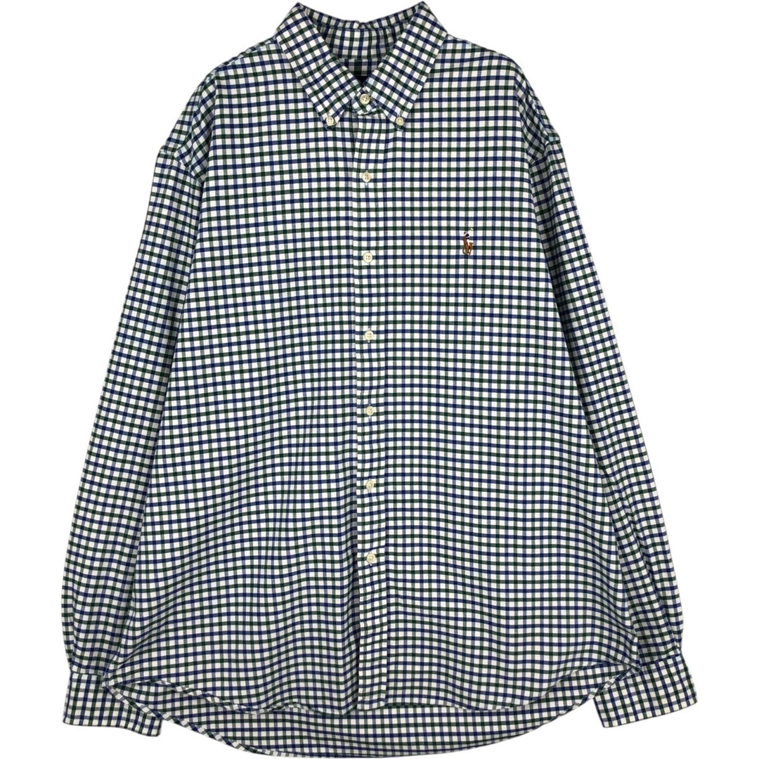 Ralph Lauren long sleeve button down check shirt, men's XL size cotton white type Vintage Second Hand