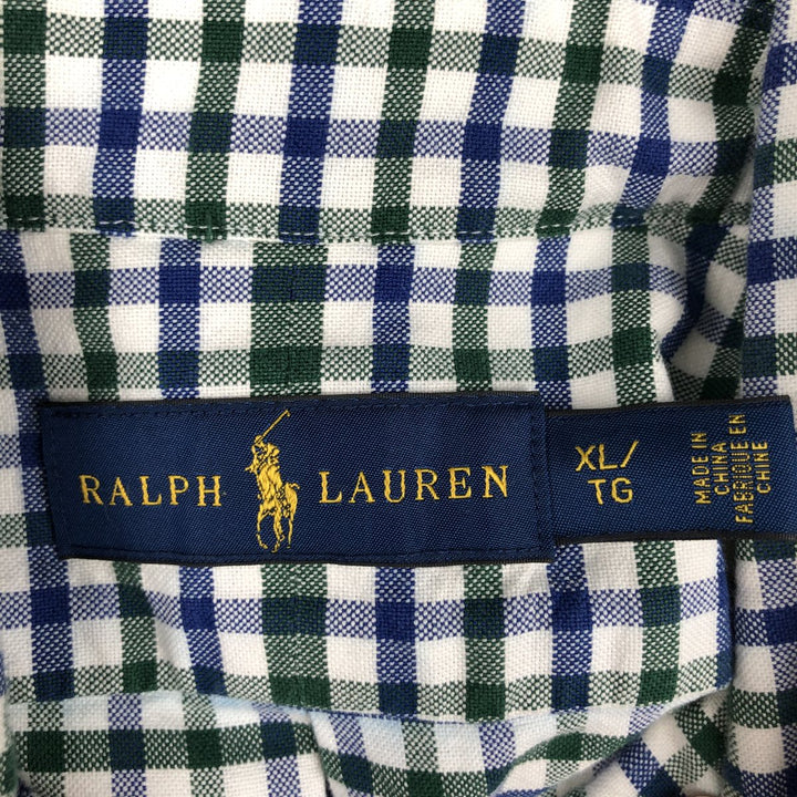 Ralph Lauren long sleeve button down check shirt, men's XL size cotton white type Vintage Second Hand