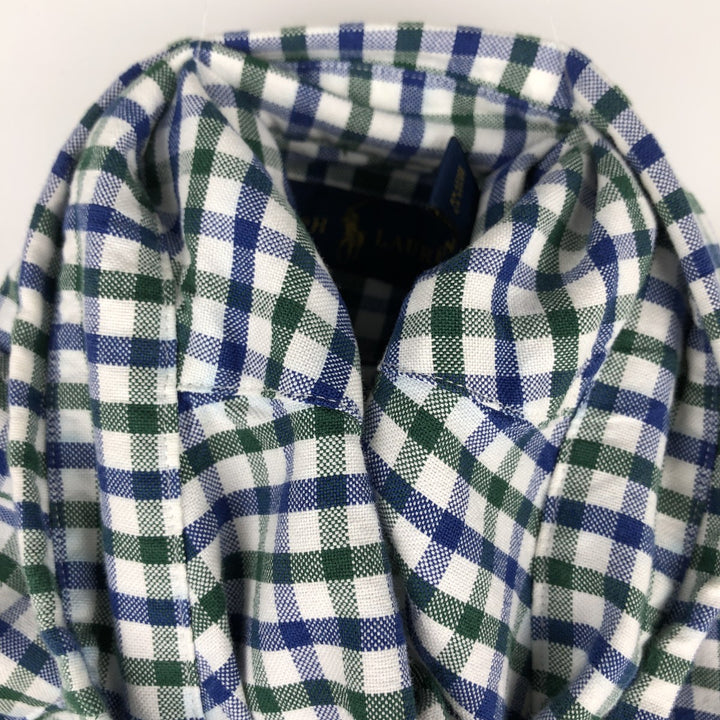 Ralph Lauren long sleeve button down check shirt, men's XL size cotton white type Vintage Second Hand