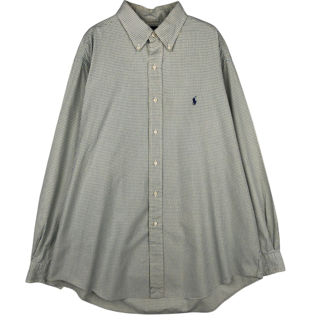 Ralph Lauren YARMOUTH Long Sleeve Button Down Check Shirt Men's XL cotton lemon yellow Vintage Second Hand