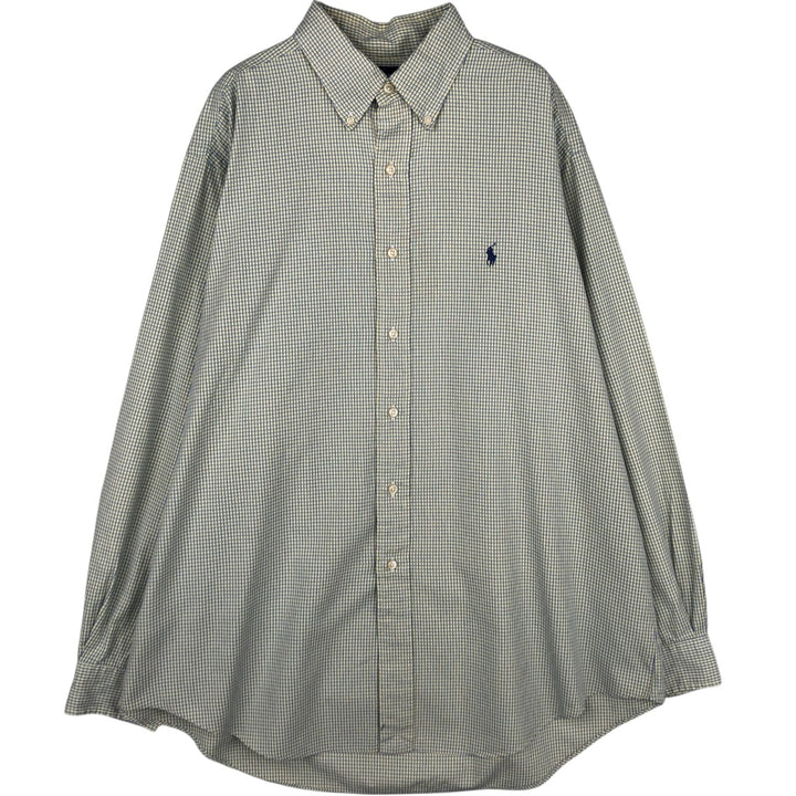 Ralph Lauren YARMOUTH Long Sleeve Button Down Check Shirt Men's XL cotton lemon yellow Vintage Second Hand
