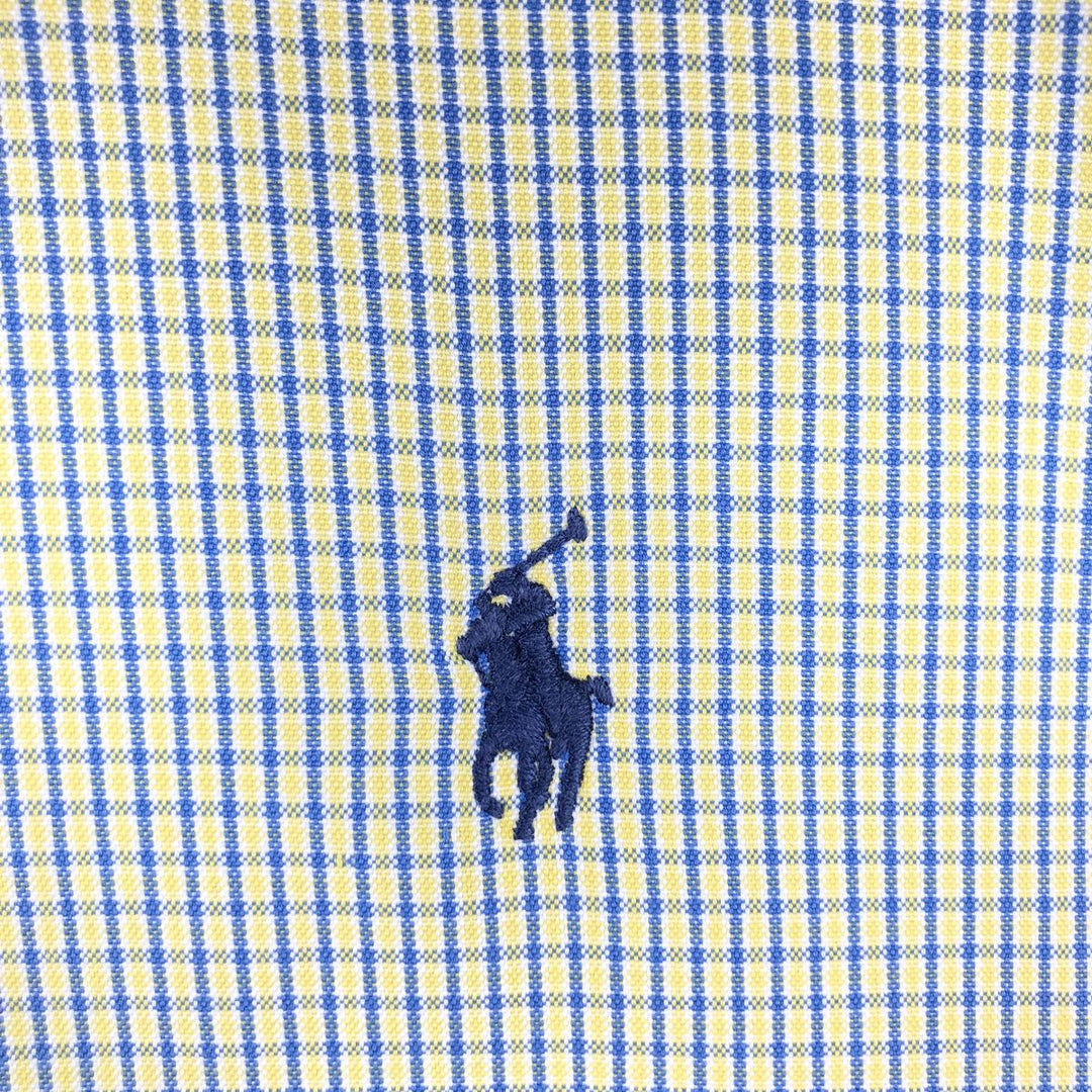 Ralph Lauren YARMOUTH Long Sleeve Button Down Check Shirt Men's XL cotton lemon yellow Vintage Second Hand