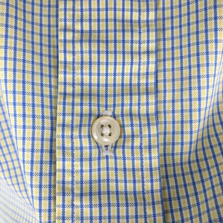 Ralph Lauren YARMOUTH Long Sleeve Button Down Check Shirt Men's XL cotton lemon yellow Vintage Second Hand