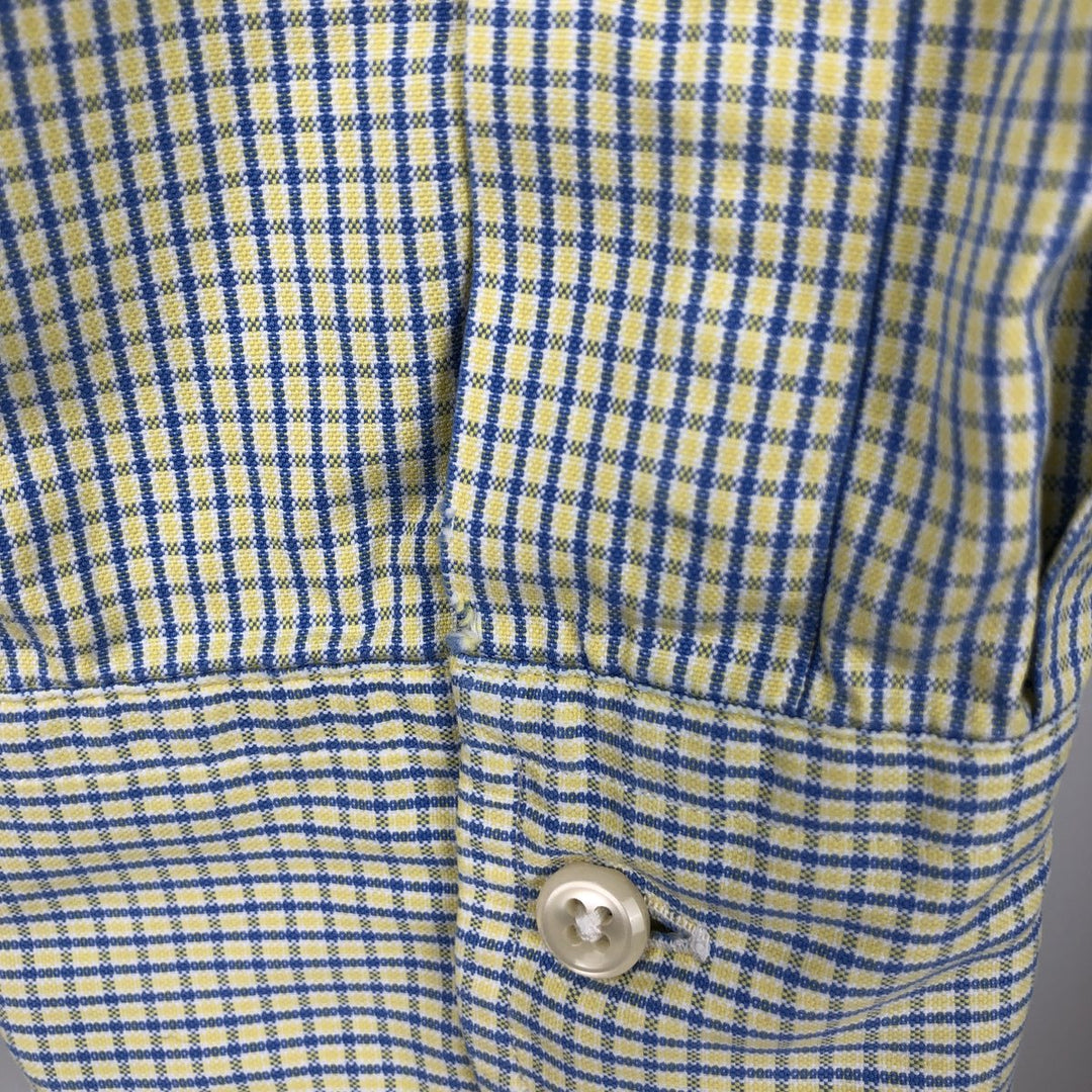 Ralph Lauren YARMOUTH Long Sleeve Button Down Check Shirt Men's XL cotton lemon yellow Vintage Second Hand